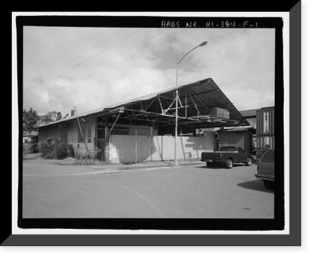Historic Framed Print, Ewa Plantation Company Industrial Center, Garage & Service Station, Honouliuli Plain, near intersection of Renton Road & Park Row, Ewa, Honolulu County, HI,  17-7/8" x 21-7/8"