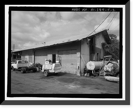 Historic Framed Print, Ewa Plantation Company Industrial Center, Garage & Service Station, Honouliuli Plain, near intersection of Renton Road & Park Row, Ewa, Honolulu County, HI - 2,  17-7/8" x 21-7/8"