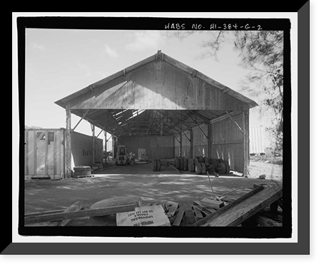 Historic Framed Print, Ewa Plantation Company Industrial Center, Storehouse, Honouliuli Plain, near intersection of Renton Road & Park Row, Ewa, Honolulu County, HI - 2,  17-7/8" x 21-7/8"