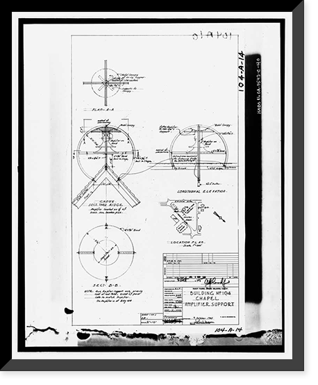 Historic Framed Print, Mare Island Naval Shipyard, St. Peter's Chapel, Walnut Street & Cedar Parkway, Vallejo, Solano County, CA - 9,  17-7/8" x 21-7/8"