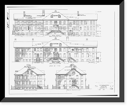 Historic Framed Print, Southern Ute Boarding School, Boy's Dormitory, Ouray & Capote Drives, Ignacio, La Plata County, CO - 4,  17-7/8" x 21-7/8"