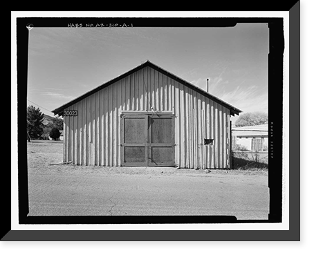 Historic Framed Print, Fort Huachuca, Cavalry Stable, Clarkson Road, Sierra Vista vicinity, Cochise County, AZ,  17-7/8" x 21-7/8"