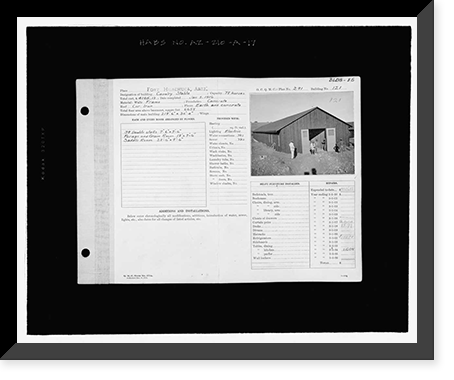 Historic Framed Print, Fort Huachuca, Cavalry Stable, Clarkson Road, Sierra Vista vicinity, Cochise County, AZ - 17,  17-7/8" x 21-7/8"