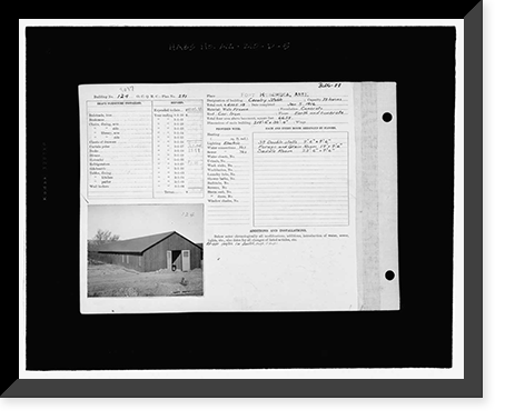 Historic Framed Print, Fort Huachuca, Cavalry Stable, Clarkson Road, Sierra Vista vicinity, Cochise County, AZ - 32,  17-7/8" x 21-7/8"