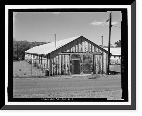 Historic Framed Print, Fort Huachuca, Cavalry Stable, Clarkson Road, Sierra Vista vicinity, Cochise County, AZ - 33,  17-7/8" x 21-7/8"