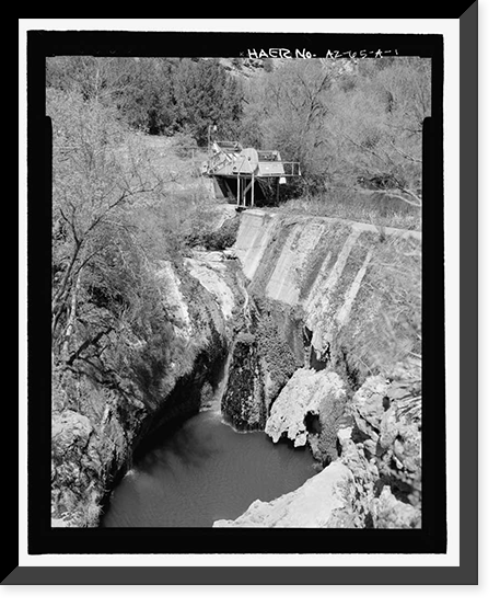 Historic Framed Print, Childs-Irving Hydroelectric Project, Fossil Creek Diversion Dam, Forest Service Road 708/502, Camp Verde vicinity, Yavapai County, AZ,  17-7/8" x 21-7/8"