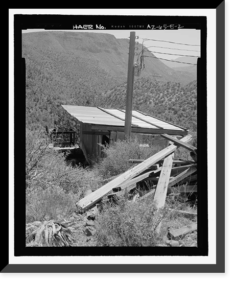 Historic Framed Print, Childs-Irving Hydroelectric Project, Irving System, Sandbox & Spill Gate, Forest Service Road 708/502, Camp Verde vicinity, Yavapai County, AZ - 2,  17-7/8" x 21-7/8"