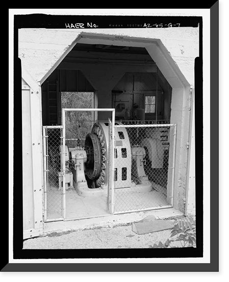 Historic Framed Print, Childs-Irving Hydroelectric Project, Irving System, Irving Powerhouse, Forest Service Road 708/502, Camp Verde vicinity, Yavapai County, AZ - 7,  17-7/8" x 21-7/8"