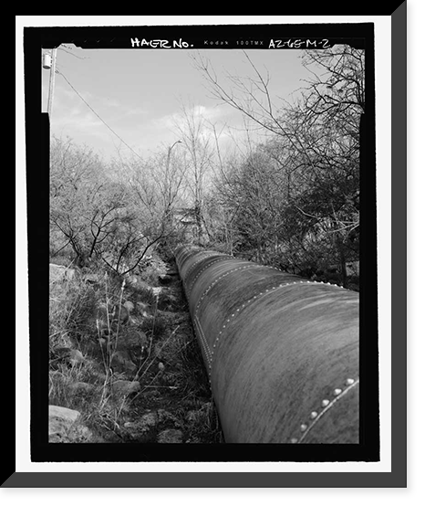 Historic Framed Print, Childs-Irving Hydroelectric Project, Childs System, Sally May-Purple Mountain Siphon Intake, Forest Service Road 708/502, Camp Verde vicinity, Yavapai County, AZ - 2,  17-7/8" x 21-7/8"