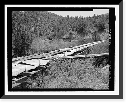 Historic Framed Print, Childs-Irving Hydroelectric Project, Childs System, Steel Flume on Trestles, Forest Service Road 708/502, Camp Verde vicinity, Yavapai County, AZ,  17-7/8" x 21-7/8"
