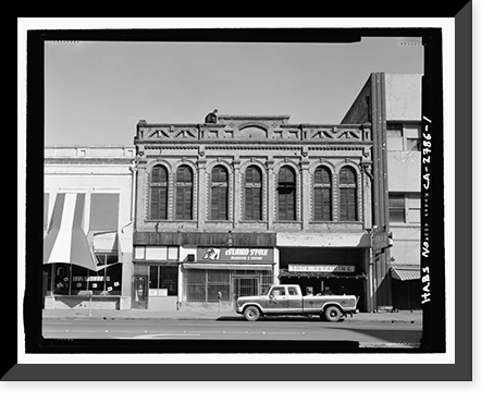 Historic Framed Print, Bower Building, 409-413 East Weber Avenue, Stockton, San Joaquin County, CA,  17-7/8" x 21-7/8"