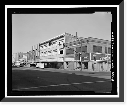 Historic Framed Print, Douglass-Wilhoit Building, 425-437 East Weber Avenue, Stockton, San Joaquin County, CA,  17-7/8" x 21-7/8"