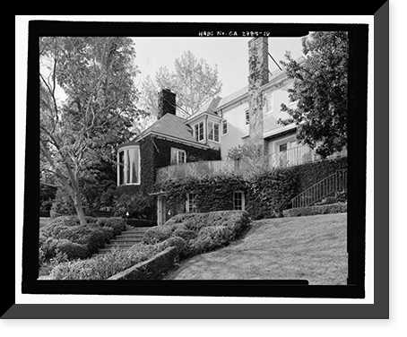 Historic Framed Print, Morris Landau House, 638 North Faring Road, Los Angeles, Los Angeles County, CA - 16,  17-7/8" x 21-7/8"