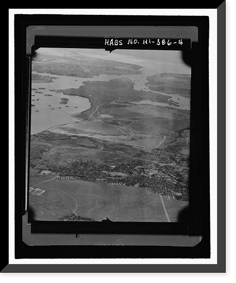 Historic Framed Print, U.S. Naval Base, Pearl Harbor, Waipio Peninsula, Waipo Peninsula, Pearl Harbor, Honolulu County, HI - 4,  17-7/8" x 21-7/8"