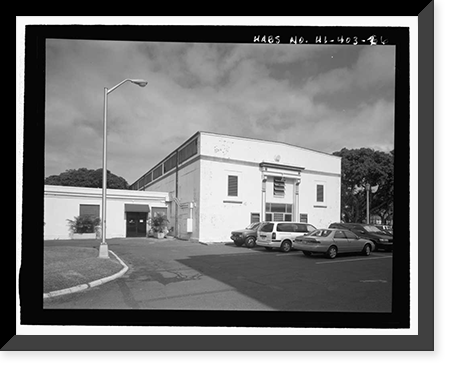 Historic Framed Print, U.S. Naval Base, Pearl Harbor, Gymnasium & Theater, Neville Way, Pearl Harbor, Honolulu County, HI - 6,  17-7/8" x 21-7/8"