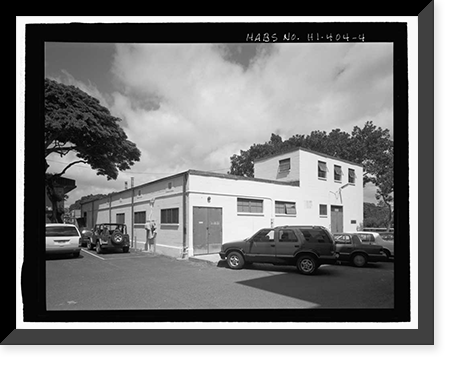 Historic Framed Print, U.S. Naval Base, Pearl Harbor, Boiler House & Cold Storage, Butchers Shop & Dry Stores Building, South Avenue near Salvor Street, Pearl Harbor, Honolulu County, HI - 4,  17-7/8" x 21-7/8"