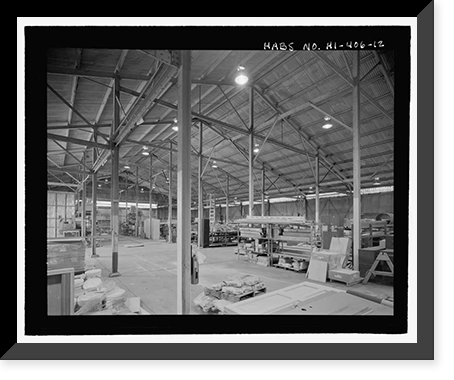 Historic Framed Print, U.S. Naval Base, Pearl Harbor, Storehouse for Defense Battalion Type, Between Port Royal Street & Fuller Way, Pearl Harbor, Honolulu County, HI - 12,  17-7/8" x 21-7/8"