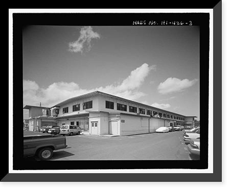 Historic Framed Print, U.S. Naval Base, Pearl Harbor, Combat Intelligence Center, Makalapa Drive in Makalapa Administration Area, Pearl Harbor, Honolulu County, HI - 3,  17-7/8" x 21-7/8"