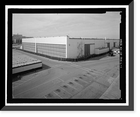 Historic Framed Print, Douglas Aircraft Company Long Beach Plant, Aircraft Wing & Fuselage Assembly Building, 3855 Lakewood Boulevard, Long Beach, Los Angeles County, CA,  17-7/8" x 21-7/8"