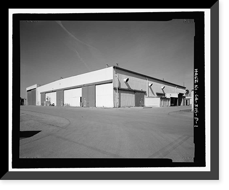 Historic Framed Print, Douglas Aircraft Company Long Beach Plant, Maintenance Shop, 3855 Lakewood Boulevard, Long Beach, Los Angeles County, CA,  17-7/8" x 21-7/8"