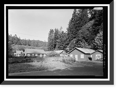 Historic Framed Print, Prairie Creek Fish Hatchery, Hwy. 101, Orick, Humboldt County, CA,  17-7/8" x 21-7/8"
