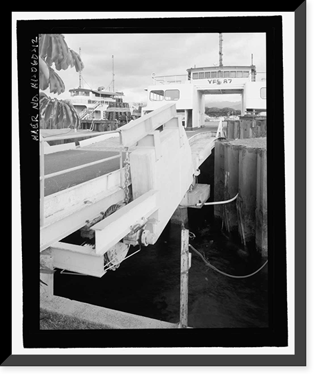 Historic Framed Print, U.S. Naval Base, Pearl Harbor, Ferry Landing Type, Halawa Landing on Ford Island, Pearl Harbor, Honolulu County, HI - 12,  17-7/8" x 21-7/8"
