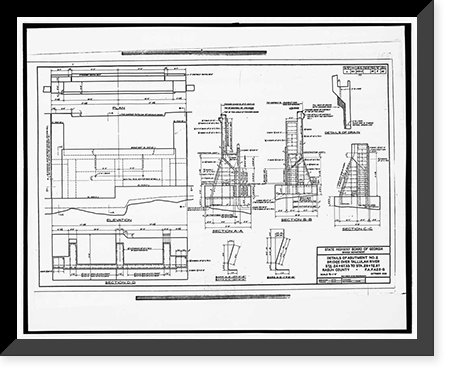 Historic Framed Print, Tallulah Falls Bridge, Spanning Tallulah Falls River on U.S. Highway 23/S, Tallulah Falls, Habersham County, GA - 5,  17-7/8" x 21-7/8"