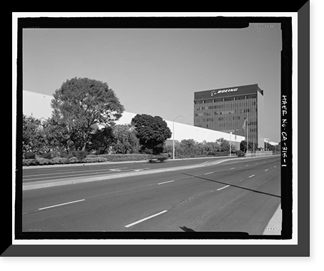 Historic Framed Print, Douglas Aircraft Company Long Beach Plant, 3855 Lakewood Boulevard, Long Beach, Los Angeles County, CA,  17-7/8" x 21-7/8"