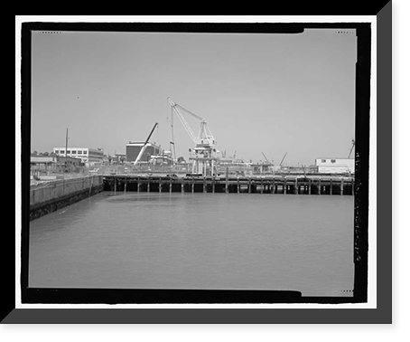 Historic Framed Print, Mare Island Naval Shipyard, Finger Piers 22 & 23, Railroad Avenue near Eighteenth Street, Vallejo, Solano County, CA - 8,  17-7/8" x 21-7/8"