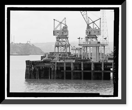 Historic Framed Print, Mare Island Naval Shipyard, Finger Piers 22 & 23, Railroad Avenue near Eighteenth Street, Vallejo, Solano County, CA - 10,  17-7/8" x 21-7/8"