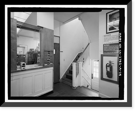 Historic Framed Print, U.S. Inspection Station, Main Building, California State Highway 188, Tecate Road, Tecate, San Diego County, CA - 14,  17-7/8" x 21-7/8"