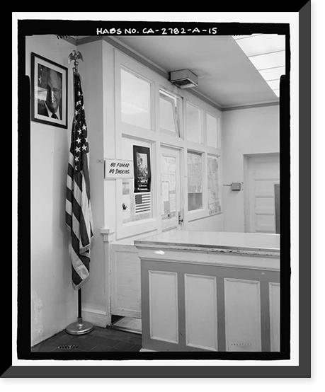Historic Framed Print, U.S. Inspection Station, Main Building, California State Highway 188, Tecate Road, Tecate, San Diego County, CA - 15,  17-7/8" x 21-7/8"