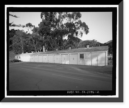 Historic Framed Print, Mobile Searchlight Storage Building, 691 Center Road, Sausalito vicinity, Marin County, CA - 2,  17-7/8" x 21-7/8"