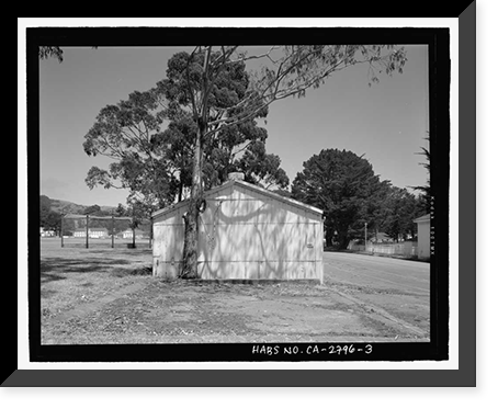 Historic Framed Print, Mobile Searchlight Storage Building, 691 Center Road, Sausalito vicinity, Marin County, CA - 3,  17-7/8" x 21-7/8"
