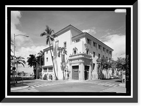 Historic Framed Print, Merchant & Nuuanu Streets, Honolulu Police Station, 842 Bethel Street, Honolulu, Honolulu County, HI,  17-7/8" x 21-7/8"