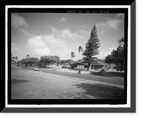 Historic Framed Print, U.S. Marine Corps Base Hawaii, Kaneohe Bay, C.P.O. Club & Married Enlisted Men's Quarters, O'Neal Street between Moffat & Lawrence Roads, Kaneohe, Honolulu County, HI - 2,  17-7/8" x 21-7/8"