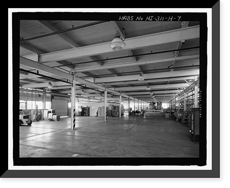 Historic Framed Print, U.S. Marine Corps Base Hawaii, Kaneohe Bay, Warehouse 250, Aviation Storehouse, C Street between Fifth & Sixth Streets, Kaneohe, Honolulu County, HI - 7,  17-7/8" x 21-7/8"