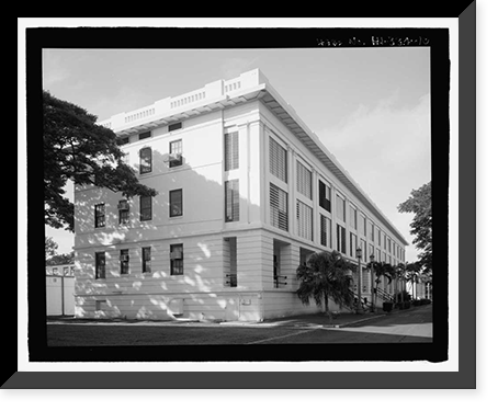 Historic Framed Print, U.S. Naval Base, Pearl Harbor, Enlisted Men's Barracks & Mess Hall, Marine Barracks, Neville Way, Pearl Harbor, Honolulu County, HI,  17-7/8" x 21-7/8"