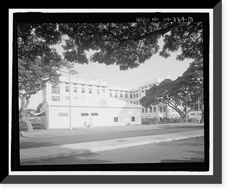Historic Framed Print, U.S. Naval Base, Pearl Harbor, Enlisted Men's Barracks & Mess Hall, Marine Barracks, Neville Way, Pearl Harbor, Honolulu County, HI - 6,  17-7/8" x 21-7/8"