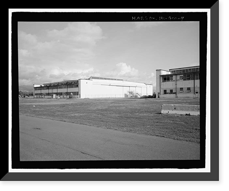 Historic Framed Print, U.S. Naval Base, Pearl Harbor, Landplane Hangar Type, Wasp Boulevard and Gambier Bay Street, Pearl Harbor, Honolulu County, HI - 4,  17-7/8" x 21-7/8"