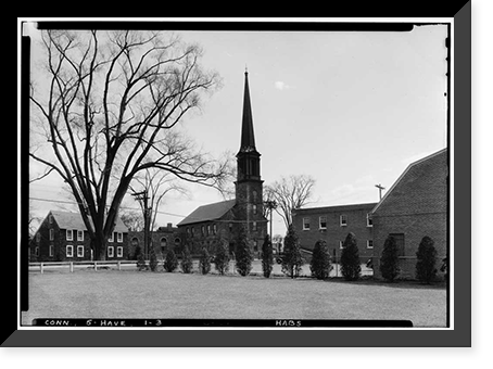 Historic Framed Print, Old Stone Church (Congregational), 3 High Street, East Haven, New Haven County, CT,  17-7/8" x 21-7/8"