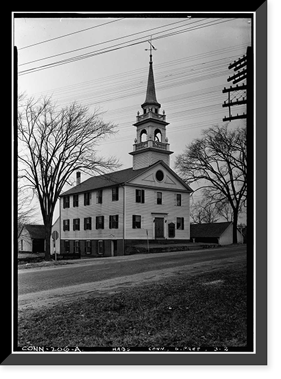 Historic Framed Print, Old Church, Preston City, New London County, CT,  17-7/8" x 21-7/8"