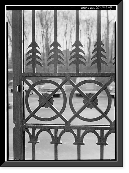 Historic Framed Print, Winterthur Museum Iron Gates, Route 52, Wilmington vicinity, New Castle County, DE - 9,  17-7/8" x 21-7/8"