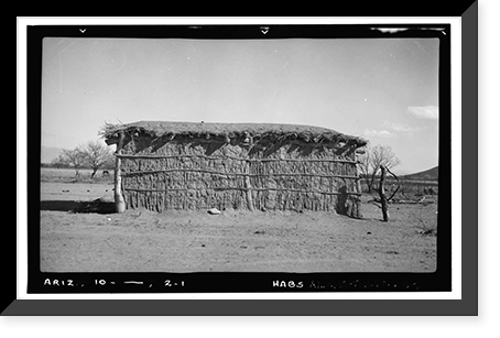 Historic Framed Print, Indian Mission Village of Bac, House No. 1, Tucson vicinity, Pima County, AZ,  17-7/8" x 21-7/8"