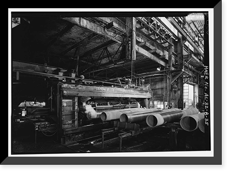 Historic Framed Print, United States Pipe & Foundry Company Plant, Pipe Casting & Testing Area, 2023 St. Louis Avenue at I-20/59, Bessemer, Jefferson County, AL - 22,  17-7/8" x 21-7/8"