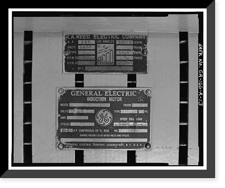 Historic Framed Print, Rush Creek Hydroelectric System, Powerhouse Exciters, Rush Creek, June Lake vicinity, Mono County, CA - 13,  17-7/8" x 21-7/8"