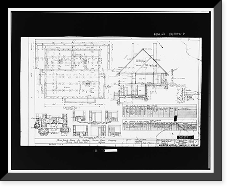 Historic Framed Print, Lee Vining Creek Hydroelectric System, Triplex Cottage, Lee Vining Creek, Lee Vining vicinity, Mono County, CA - 7,  17-7/8" x 21-7/8"