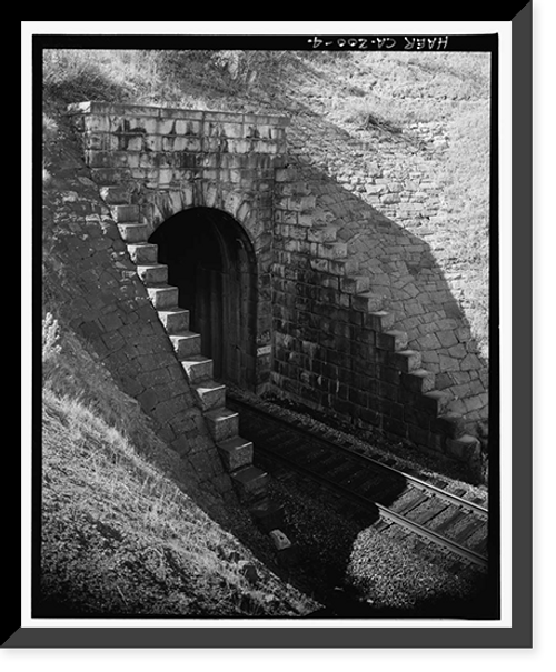 Historic Framed Print, Central Pacific Transcontinental Railroad, Tunnel No. 24, Milepost 132.9, Applegate vicinity, Placer County, CA - 4,  17-7/8" x 21-7/8"