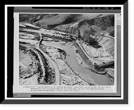 Historic Framed Print, Prado Dam, Santa Ana River near junction of State Highways 71, Corona vicinity, Riverside County, CA - 3,  17-7/8" x 21-7/8"