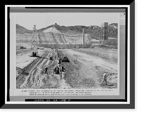 Historic Framed Print, Prado Dam, Santa Ana River near junction of State Highways 71, Corona vicinity, Riverside County, CA - 5,  17-7/8" x 21-7/8"